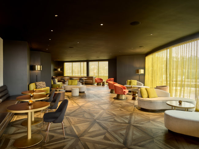 Wood Look Porcelain Mid Century Commercial Design Hospitality Restaurant Design MC Hotel Alto Bar