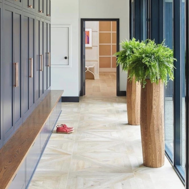 Wood Look Porcelain Parquet Floor Tile Residential Interior Design Foyer